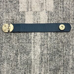 Leather Snap Bracelet with Gold Hardware - Navy